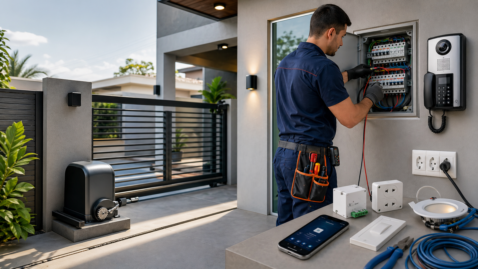 Serviços de elétrica, portão eletrônico, automação residencial e porteiro eletrônico